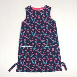 Lilly Pulitzer Shift Dress Girls Sz 10 Navy Lipstick Preppy